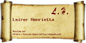 Leirer Henrietta névjegykártya